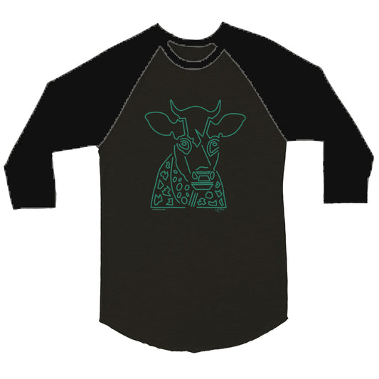 COWZ M Green Line Unisex 3/4 sleeve Raglan T-shirt