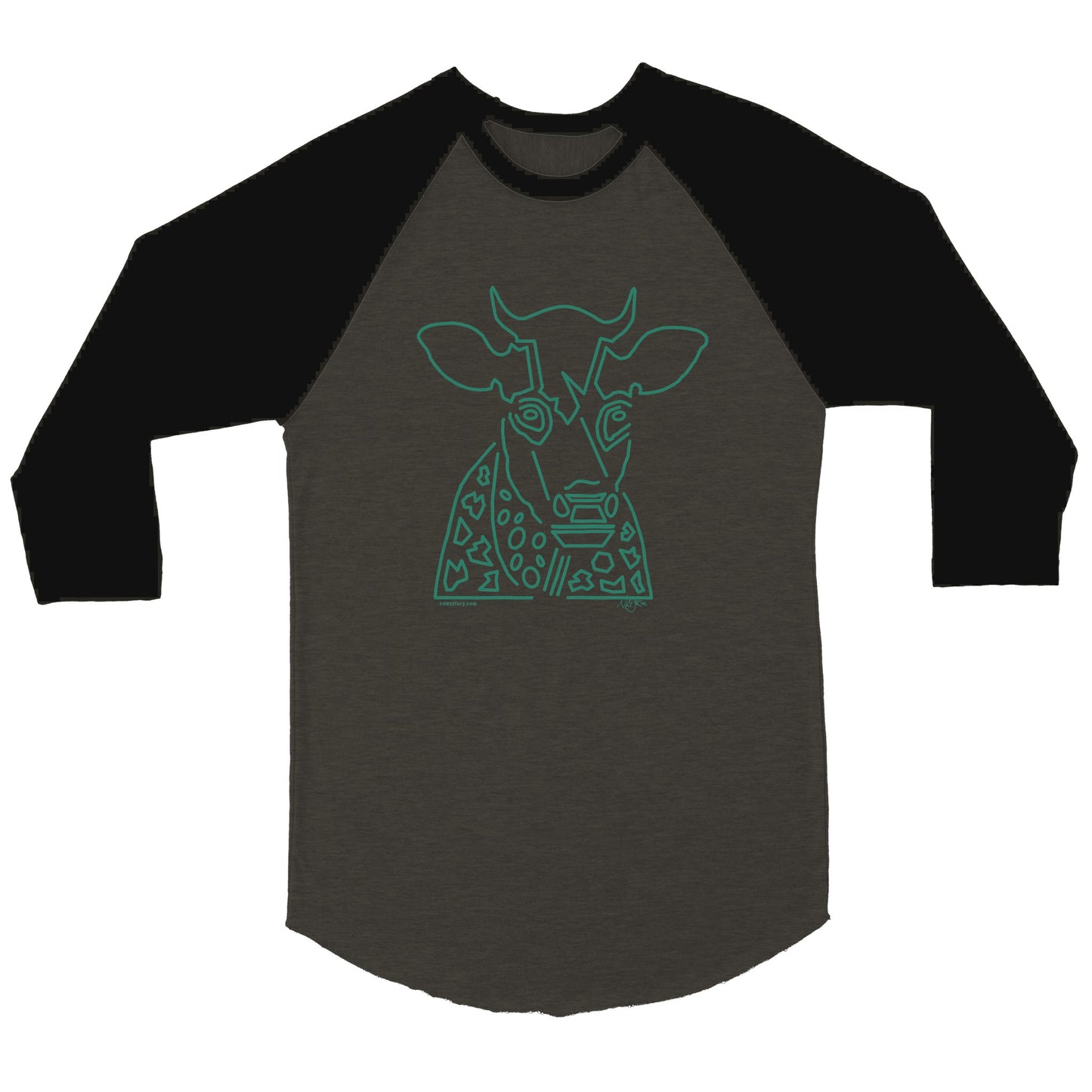 COWZ M Green Line Unisex 3/4 sleeve Raglan T-shirt